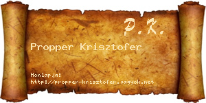 Propper Krisztofer névjegykártya